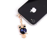 Crystal Owl Alloy Chain Zircon Anti-dust Plug