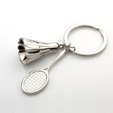 Badminton key chain shuttlecock & badminton racket keychain key ring