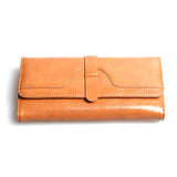New Fashion Oil Wax Leather Retro 100% Genuine Leather Wallet Medium-Long Wallets Organizer Carteira Wallets For Woman