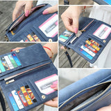 Fashion Women Wallets Dull Polish Leather Wallet Double Zipper Day Clutch Purse Wristlet Portefeuille Handbags