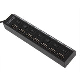 Mini 7 Port USB 2.0 High Speed HUB Black For Laptop PC