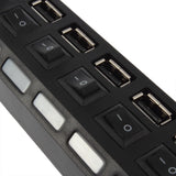Mini 7 Port USB 2.0 High Speed HUB Black For Laptop PC