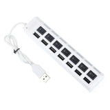 Hot Sale Black&White 1pcs Trustworthy 7-port USB 2.0 Hub With ON / OFF switch 55cm Cable For PC Laptop