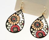 Randomly Color Send European Style Colorful Painting Hollow Flowers Fashion Drop Earrings