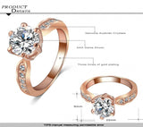 Brand Wedding Jewelry Ring18K Rose Gold /Platinum Plate Round Cubic Zirconia Women Finger Rings