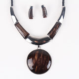 Fashion Brand Jewelry Sets Silver/Gold Plated Round Pendant 5Colors Faux Leather Rope High Quality