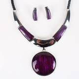 Fashion Brand Jewelry Sets Silver/Gold Plated Round Pendant 5Colors Faux Leather Rope High Quality