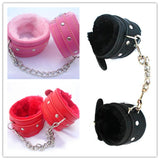 1Pair Comfy Sexy Toy Plush Handcuffs PU Leather Handcuffs Bondage Toys Adult Sex Products Sex Flirt Toy Tools