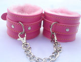 1Pair Comfy Sexy Toy Plush Handcuffs PU Leather Handcuffs Bondage Toys Adult Sex Products Sex Flirt Toy Tools