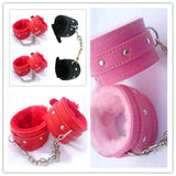 1Pair Comfy Sexy Toy Plush Handcuffs PU Leather Handcuffs Bondage Toys Adult Sex Products Sex Flirt Toy Tools