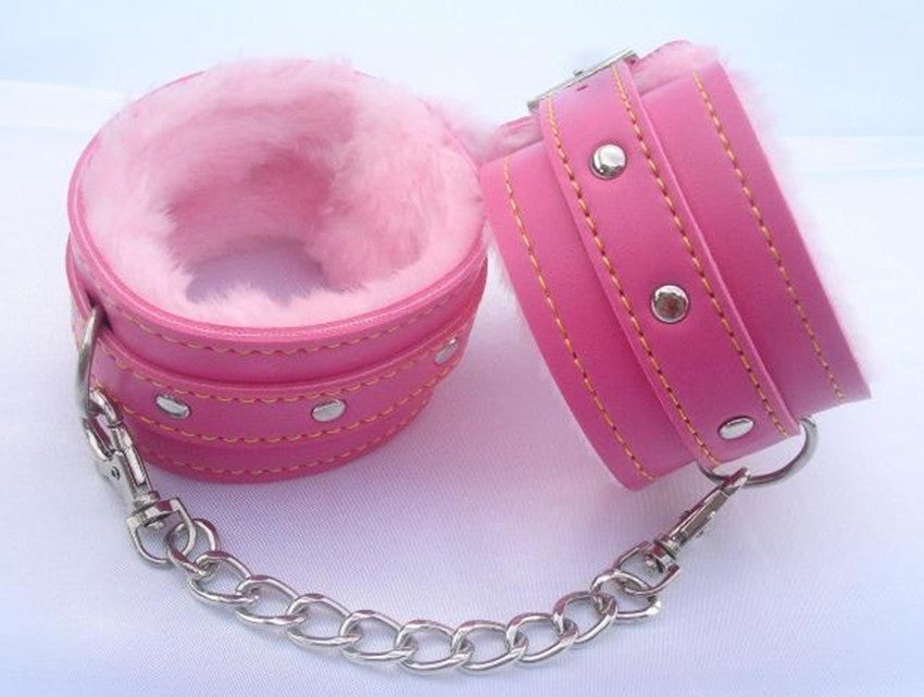 1Pair Comfy Sexy Toy Plush Handcuffs PU Leather Handcuffs Bondage Toys Adult Sex Products Sex Flirt Toy Tools