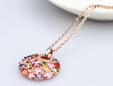 Hot Sell Multicolor Crystal Round Necklaces & Pendants for Women 18k Gold Plated Swiss CZ Zircon Jewelry