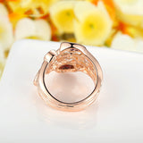 Fashion 18K Rose Gold Plated Finger Ring for Women Ladies with AAA Multicolor Cubic Zircon Anniversary Jewelry Gift