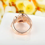 Fashion 18K Rose Gold Plated Finger Ring for Women Ladies with AAA Multicolor Cubic Zircon Anniversary Jewelry Gift