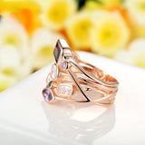Fashion 18K Rose Gold Plated Finger Ring for Women Ladies with AAA Multicolor Cubic Zircon Anniversary Jewelry Gift