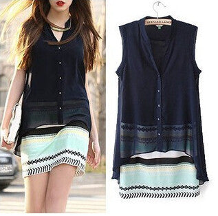 Women summer dress new hot chiffon fake two piece chromatic stripe casual dress fashion cozy vestidos autumn dress