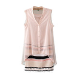 Women summer dress new hot chiffon fake two piece chromatic stripe casual dress fashion cozy vestidos autumn dress