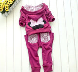 Children 2 pcs suit Cartoon girl clothing set hoodie+pants autumn baby set
