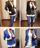 Fashion Jacket Women Suit Foldable Long Sleeves Lapel Coat Lined With Striped Single Button Vogue Jackets