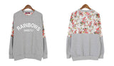 New Fashion Autumn Women's Cotton Loose Patchwork Hoodies Letter Sweatshirt Lace Stitching 3D Flowers