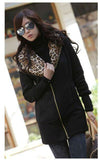 Winter New Casual Zipper Hoodie Sweatshirt Women's Long Sleeve Leopard Jacket Coat Warm Sweat Outerwear Tops