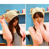 ashion Lady Girls Winter Warm Knitting Wool Cat Ear Beanie Ski Hat Cap