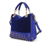 New rivet package stitching flannel bag shoulder bag brand Rivet Studded Messenger Bag