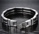 NEW Fashion jewelry Punk black Silicone mix Stainless Steel Personality Men Bracelet male Bangles