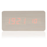 Calendar Relogio De Mesa Rectangle LED Digital Alarm Wood Wooden Clock Temperature Display Voice Sound Control