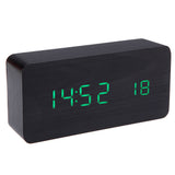 USB DC6V Calendar Despertador Rectangle Digital Alarm LED Wood Wooden Clock Temperature Display Voice Sound Clocks