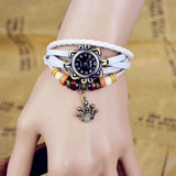 New Quartz Stylish Weave Wrap Around Leather Bracelet Lady Wrist Watch