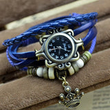 New Quartz Stylish Weave Wrap Around Leather Bracelet Lady Wrist Watch