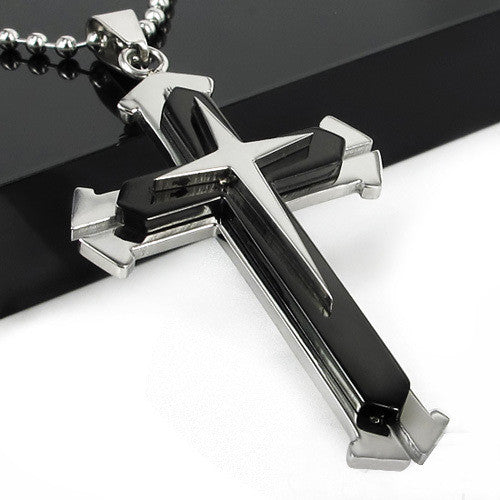 Unisex Men Stainless Steel Cross Pendant Necklace Chain Kimisohand