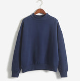 Hot Sale Korean New Latest Hoodies O-neck Sports Sweatshirt Autumn Fashion Women Pure Candy Color Casual Sweatshirt