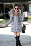 Winter jacket women The new winter women's fur collar pocket long section down jacket coat solid color coat