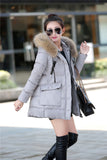 Winter jacket women The new winter women's fur collar pocket long section down jacket coat solid color coat