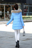 Winter jacket women The new winter women's fur collar pocket long section down jacket coat solid color coat