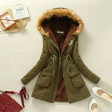 Winter jacket women new women's autumn and winter Slim waist lace long section hooded cotton jacket 