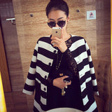 New Autumn Women Outerwear Striped Printed Jacket Slim Casual Coat
