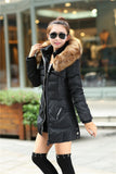 Winter Women Parka Outerwear Duck Down Jacket With Large Fur Collar 