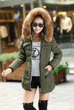 Winter Women Parka Outerwear Duck Down Jacket With Large Fur Collar 