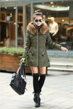Winter Women Parka Outerwear Duck Down Jacket With Large Fur Collar 