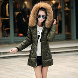 Winter Women Parka Outerwear Duck Down Jacket With Large Fur Collar 