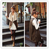 Winter Women Lady Leisure Fashion Warm Faux Fur Collar Vest Long Leather Waistcoat Coat Outerwear Brown