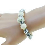 Fashion serling silver jewelry love heart charm bangles & bracelets glass beads strand bracelets for women fine jewelry