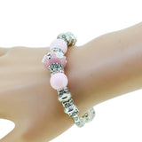 Fashion serling silver jewelry love heart charm bangles & bracelets glass beads strand bracelets for women fine jewelry