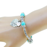 Fashion serling silver jewelry love heart charm bangles & bracelets glass beads strand bracelets for women fine jewelry