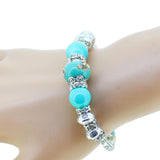 Fashion serling silver jewelry love heart charm bangles & bracelets glass beads strand bracelets for women fine jewelry