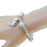 Fashion serling silver jewelry love heart charm bangles & bracelets glass beads strand bracelets for women fine jewelry