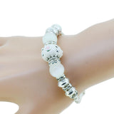 Fashion serling silver jewelry love heart charm bangles & bracelets glass beads strand bracelets for women fine jewelry